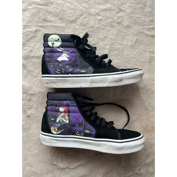 Vans Nightmare Before Christmas Sk8-Hi Sneakers Black/Purple Size 6 Mens 7.0 Wom - Picture 1 of 11